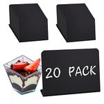 Fuyamp 20 Pcs Mini Chalkboard Signs,Small Black Chalkboard Signs for Labeling,Table Top Menu Blackboard with Base,Message Tabletop Board for Food Pricetags Weddings Party Bakery,10 x 7.5cm