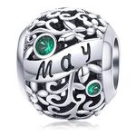 Lorrifal May 925 Sterling Silver Original Birthstone Charms fit Pandora Bracelets Necklace Perfect Jewelry Birthday Loved Beads Gift for Women Girls Mom Daughter