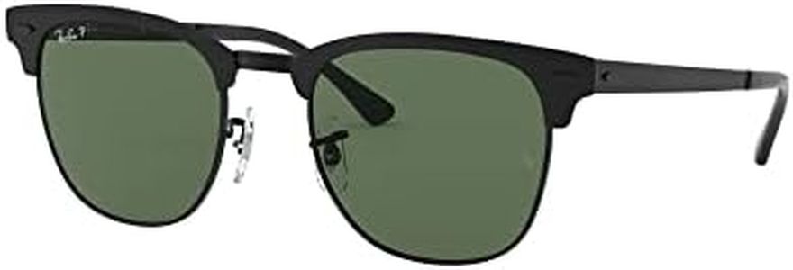 Ray-Ban Unisex Clubmaster Metal Matte Black on Black Frame/G-15 Green Lens Polarised Sunglasses - 133.53mm Lens