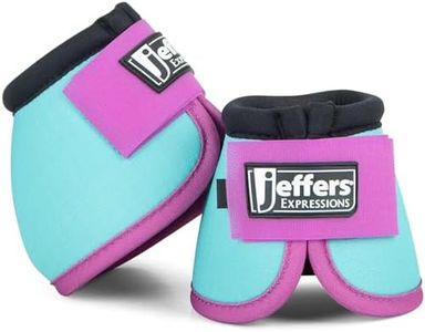 Jeffers Equine Ballistic Bell Boots - Turquoise & Purple, Medium | Shock Absorbing Hoof Protection for Horses | Secure Double Hook & Loop Closure, Perfect for Travel, Training, & Equestrian Riding