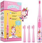 Vekkia Unicorn Jada Sonic Rechargeable Kids Electric Toothbrush, 3 Modes with Memory, Fun & Easy Cleaning, 31000 Strokes, IPX7 Waterproof, 2-Min Timer for Age 3+, 4 Soft Bristles