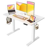 Cubiker Standing Desk Height Adjustable Electric Desk, 140 * 60cm Stand up Table, Sit Stand Home Office Desk with Splice Board, White Top