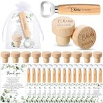 Barydat 36 Sets Wedding Favors Bulk for Guests Wine Corks Wooden Stopper Beer Bottle Opener Wedding Thank You Gift Card Organza Bag Wedding Appreciation Gifts for Bridal Shower