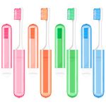 KLEBREIS 8 Pieces Travel Toothbrush Kit Portable Folding Toothbrush with Toothbrush Box Soft Mini Toothbrush Disposable Travel Size Toothbrush for Camping Traveling Adults Kids Childern