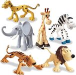 CLAPONE 6 Pcs Big Size Full Action Toy Figure Jungle Cartoon Wild Animal Toys Figure Playing Set for Kids Current Animals Lion Giraffe Elephant Tiger Toys for Children Animal Figure Toy Set