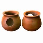 Set of 2 Clay Bird Pots for Egg Laying and Breeding Bird House - Hanging or Tree Mounting