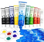 Magicdo Glass Paint Stained Transparent Glass Window Paint Set Great for Glass Painting, Wine Glasses, Light Bulbs, Ceramic, Non-Toxic(12 Colors x 12ml with Palette)