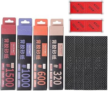 WUTA 120PCS Sandpaper Sheets with 4PCS Carbon Fiber Plate Board Self Adhesive Stickyback Sand Paper for Leathercraft, Woodworking, Metal, Plastic, Automotive, Sanding Blocks (320/600/1000/1500-Grit