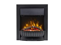 Dimplex Clement Optiflame Inset Electric Fire, Traditional Style, Matt Black, LED Flame Effect Fireplace with Artificial Logs, 9cm Inset Depth and 2kW Adjustable Fan Heater