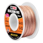 BEEYUIHF Desoldering Wick Braid 30M - 98ft Length 2.5mm Width Solder Wick Braid with Flux, Cable Remover Tool Solder Sucker W 0.10'' L 98' #25300