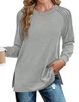 Zeagoo Tunic Tops for Women Long Sleeve Shirts Dressy Casual Crewneck Pleated Cute Tops Side Split Fall 2024 Sweatshirts