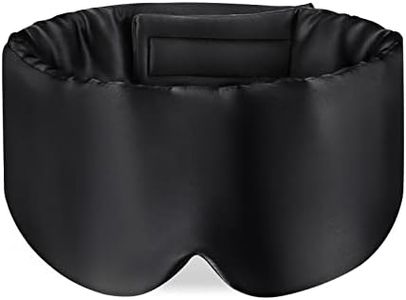 OLESILK Masque de sommeil 100% soie de mûrier avec bandeau réglable pour hommes et femmes, grand masque de sommeil et bandeau pour dormir la nuit, voyager et sieste, Noir