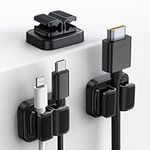 Lamicall [3 in 1] Spring Cable Holder Clips - 3 Pack Wire Holder Organiser, No-residue Adhesive Cord Management, Desk Tidy for USB Charger Cable, Power Cords, Wall, PC, Car, Office, Home - Black (8mm)