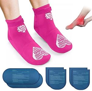 Reusable Cold Therapy Socks, Gel Ice Pack for Feet Heels Injuries Swelling, Hot and Cold Therapy Socks for Plantar Fasciitis Neuropathy Chemotherapy Pain Relief for Foot Ankle (Pink)