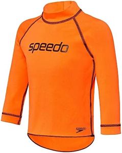 Speedo Boy's Logo Long Sleeve Rash Top, Fluro Orange, 6 Years