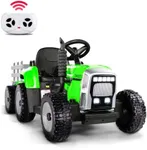 TEOAYEAH 2x35W Powerful Motors EVA Tires Ride on Tractor with Parent Control, 12V 7Ah Kids Electric Tractor Blutooth Music&USB, Detachable Trailer, Safety Belt, 7-LED Lights-Green