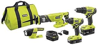 Ryobi P1818 18V ONE+ Lithium-Ion Cordless 4-Tool Combo Kit with (2) Batteries, Charger, and Bag