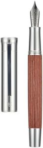 HONG DIAN Hongdian 1866 - Pluma estilográfica, punta fina de iridio suave tallado en nudo chino, diseño retro, barril de madera Bubinga con caja de metal