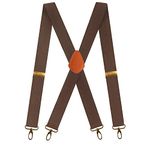 Men's Braces with 4 Hook-Clips for Trousers, Vintage Suspenders Braces for Men Heavy Duty Adjustable Elastic X Shape (Coffee)