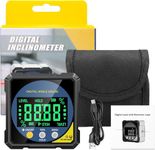 LABART Digital Angle Gauge with Electronic Laser & 4 Side Magnetic Base - IP54 Waterproof Inclinometer, Type-C Rechargeable Protractor Tool with Backlight Display for Woodworking/Construction/DIY