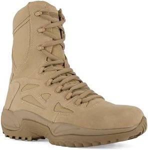 Reebok Work Men's Rb8895 Rapid Response Rb Soft Toe 8" Stealth Tactical Boot with Side Zipper Desert Tan Military, Desert Tan, 7.5
