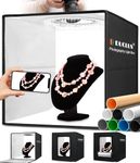 Duclus Light Box Photography,16 Inch/40 Cm Photo Studio Light Box with 160 Led Dimmable Lights,Reflective Front Window，and 6 PVC & 2 Paper Backdrops for Jewelry&Handmade Item &Product Photography