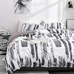 ADASMILE A & S Art Abstract Duvet Cover Set King Size Black and White Ink Pattern Bedding Set Reversible Luxury Microfiber Bedding Set Grey for Men and Women with Zipper Ties (No Comforter)