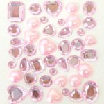 Wrapables Acrylic Self Adhesive Crystal Gem Stickers, Pink, 2-Pack