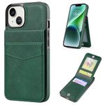 DOMAVER for iPhone 13 Wallet Case with Card Holder Slots PU Leather Kickstand Magnetic Lock Durable Lightweight Shockproof Full Body Protective Cover for iPhone 13 6.1 Inch -Dark Green(Matte)