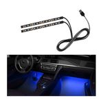 Sylvil Car LED Strip Light, 24 LEDs RGB Neon Interior Atmosphere Lights, 12V Under Dash Ambient Night Light, USB Port Auto Interior Decorative Lamp, Universal Car Accessories (Blue)