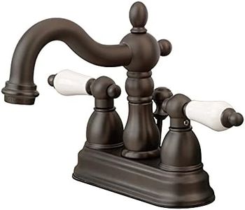 Kingston Brass KB1605PL Heritage 4-Inch Centerset Lavatory Faucet with Porcelain Lever Handle, Oil Rubbed Bronze
