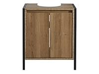 House & Homestyle Marion Under Sink Unit, Space Saving Bathroom Shelving Cupboard Storage Solution, Double Door Free Standing Vanity Cabinet - Industrial Wood Grain Effect, Brown