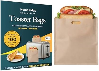 Reusable Toaster Bags for Sandwiches – Non-Stick Toaster Oven Bags for Grilled Cheese, Paninis, Wraps & Breakfast – Keeps Toasters Clean, Crumb-Free, Mess-Free Cooking - 8 Pack