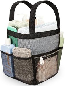 DV Lifestyle Mesh Shower Caddy Dorm, 7 Pockets & 1 with Zipper, Shower Tote with Padded Handles, Travel Portable, Shower Caddy College Room Essentials, Bathroom Shower Bag (Black)