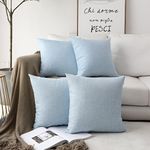 Home Brilliant Blue Cushion Cover for Square Pillows Faux Linen Cushion Covers for Sofa Bed Couch Kids, Light Blue, 45 cm, 18 inch, 4 Pack