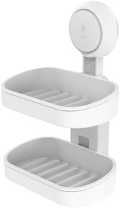 TAILI Double Layer Soap Dish Suction Cup Soap Holder, Strong Sponge Holder for Shower, Bathroom, Tub and Kitchen Sink, Drill-Free, Removable