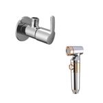 ZAP Ultra ZX1034 Health Faucet Handheld Toilet Jet Spray with 1.5 m Stainless Steel Tube, Wall Hook-Chrome & Angle Valve Finish Bidet with Hose and Holder/Clutch Set