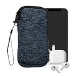 kwmobile Neoprene Phone Pouch Size XXL - 7" - Universal Cell Sleeve Mobile Bag with Zipper, Wrist Strap - Deep Ocean/Black