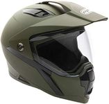 MMG Helmet Dual Sport Off Road Motorcycle Dirt Bike ATV - FlipUp Visor - Model 23 (M, Matte Green)