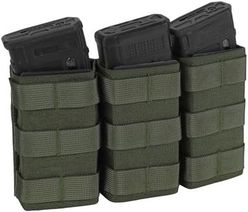 Triple Molle Mag Pouch 5.56 Tactical Open Top M4 M16 Magazine Holder with Quick Release,1000D Oxford,Fast Unplug Design for Tactical Enthusiasts,Shooting Sports,Outdoor Activities Ranger Green