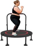 48" Foldable Mini Trampoline for Adults Rebounder Trampoline for Adults with Bar Adjustable Foam Handle Stable & Quiet Exercise Rebounder for Advanced Workouts Trampoline for Adults Up to 300kg