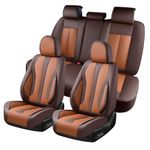 KEYOOG 5-Seater Car Seat Covers Full Set, Fit for Front and Rear Seats of Cars, Waterproof and Breathable Nappa Leather, Compatible with Airbags, Car Seat Protector Covers for Most Cars -Coffee Brown