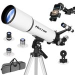 MEEZAA Telescope for Adults Astronomy, 80mm Aperture 600mm Refractor Telescope for Kids & Beginners, Fully Multi-Coated Optics High Transmission Telescopes with Tripod & Phone Adapter & Carrying Bag