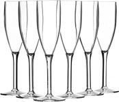 SECO 190ml Reusable Polycarbonate Champagne Flute/Glass, Pack of 6, Easy to Hold, Virtually Unbreakable, Perfect for Events, Camping, Outdoor Dining - Transparent