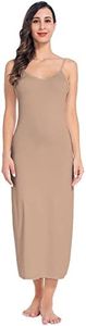 MANCYFIT Long Slips for Under Dresses Full Length Adjustable Spaghetti Strap Nightgown Cocoa Large