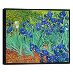 Wieco Art Black Framed Wall Art Irises by Van Gogh Famous Flowers Oil Paintings Reproduction Canvas Prints Modern Canvas Prints Artwork Pictures on Canvas Wall Art for Wall Decor