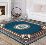 CHOUDHARY CARPET Home Decore - 5x7 Feet Persian Acrylic rectangular Carpet for Your Living Room & Drawing Room (150X200CM Blue Colour)