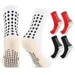 Candcamp 3 Pairs Football Grip Socks for Men,Anti-Slip Football Sports Socks,Grippy Socks Gain the Edge Grip Socks with Rubber Pads,Breathable Soccer Socks for Basketball Hiking Running