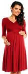 Zeta Ville Women's Pregnancy Maternity Summer Cocktail Jersey Skater Dress 282c, 10, Crimson