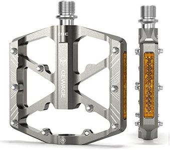 Bike Pedals 9/16 Inch - Bicycle Pedals with Reflectors - 3 Sealed Bearings MTB Pedals Wide Platform Pedals for Mountain Bike, BMX, Road Bike Pedals (Titanium)